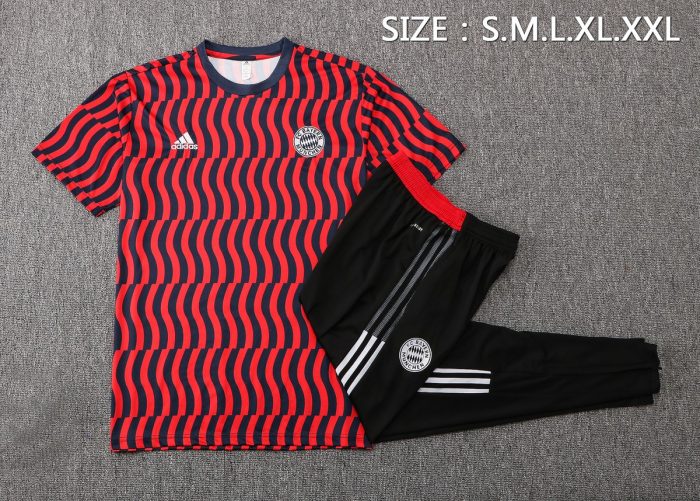 Bayern Munich 22-23 Short Sleeve Full Body Splatter Black Red Training Suit - 图片 2