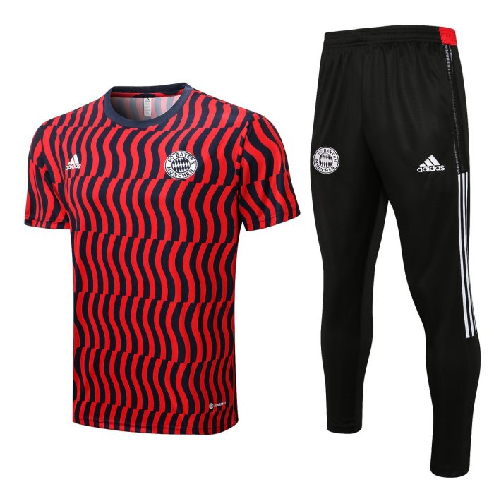 Bayern Munich 22-23 Short Sleeve Full Body Splatter Black Red Training Suit - 图片 8
