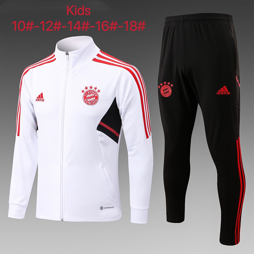 JER-6504_1 Bayern Munich 22/23 White Long Zip Jacket Kids - 图片 1