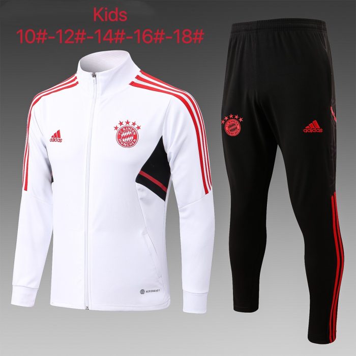 Bayern Munich 22/23 White Long Zip Jacket Kids - 图片 2