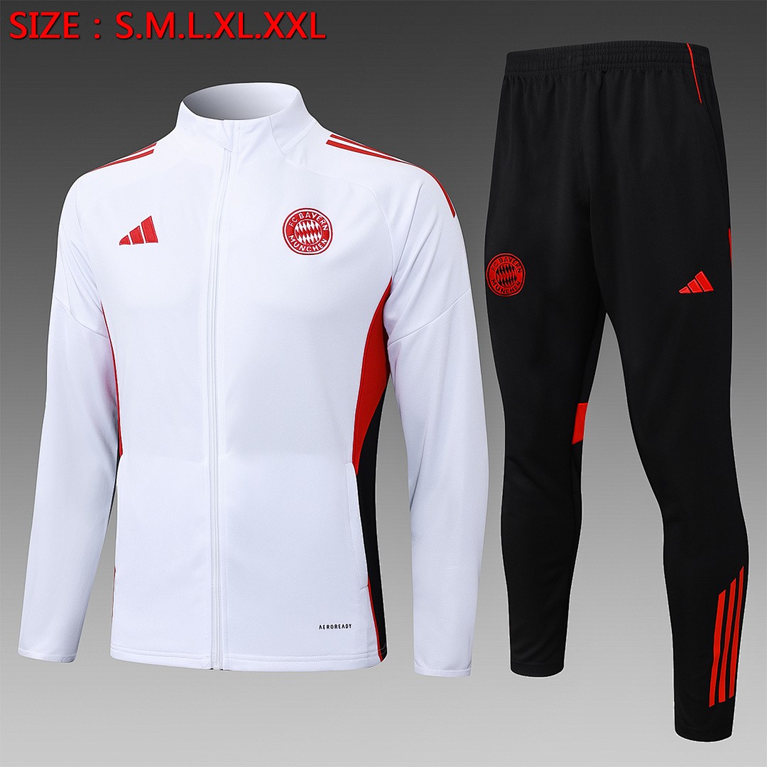 Bayern Munich White Long Zipper Jacket