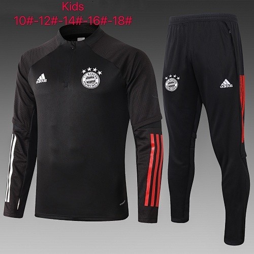 2021 Bayern Munich Black Half-Zip Jacket Kids