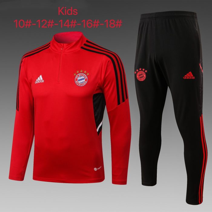 Bayern Munich 22/23 Red Half-Zip Jacket Kids - 图片 2