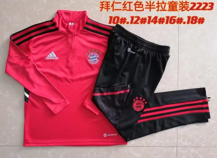 Bayern Munich 22/23 Red Half-Zip Jacket Kids - 图片 3