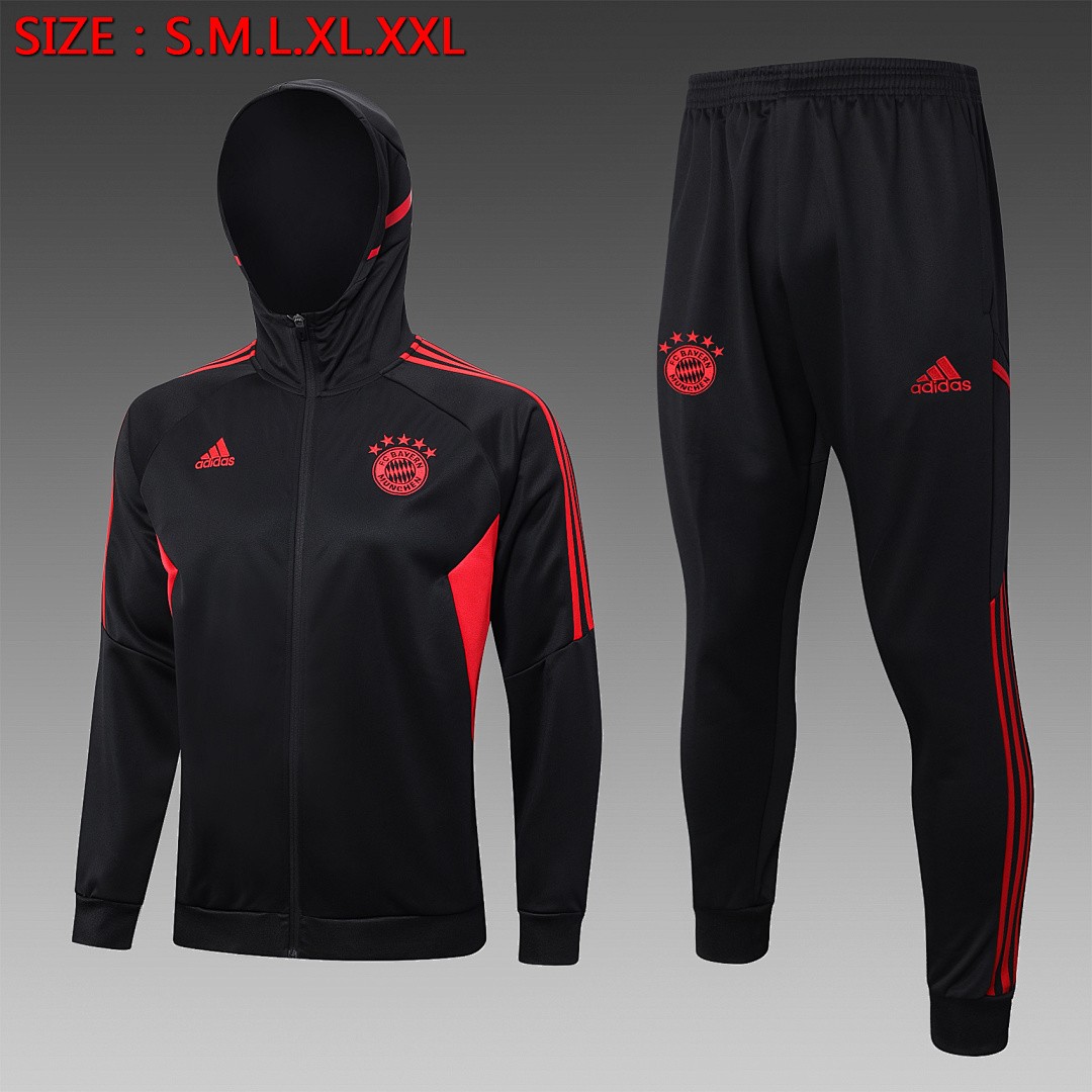 Bayern Munich 23-24 Black Long Zip Jacket with Hood