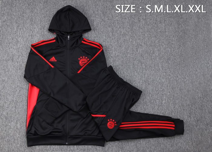 Bayern Munich 23-24 Black Long Zip Jacket with Hood - 图片 3