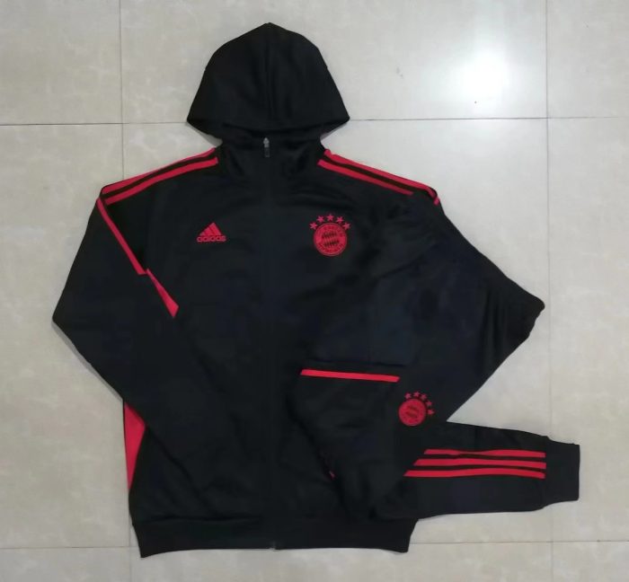 Bayern Munich 23-24 Black Long Zip Jacket with Hood - 图片 9