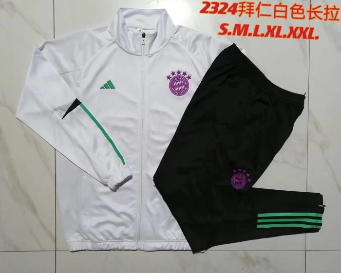 Bayern Munich 23-24 Long Zip Jacket White - 图片 9
