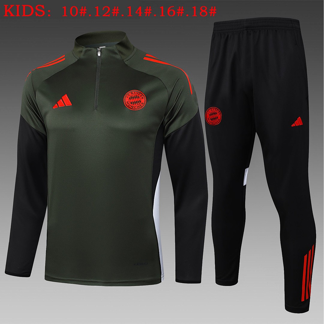 JER-6533_1 Bayern Munich Kids Half-Zip Jacket Dark Green - 图片 1