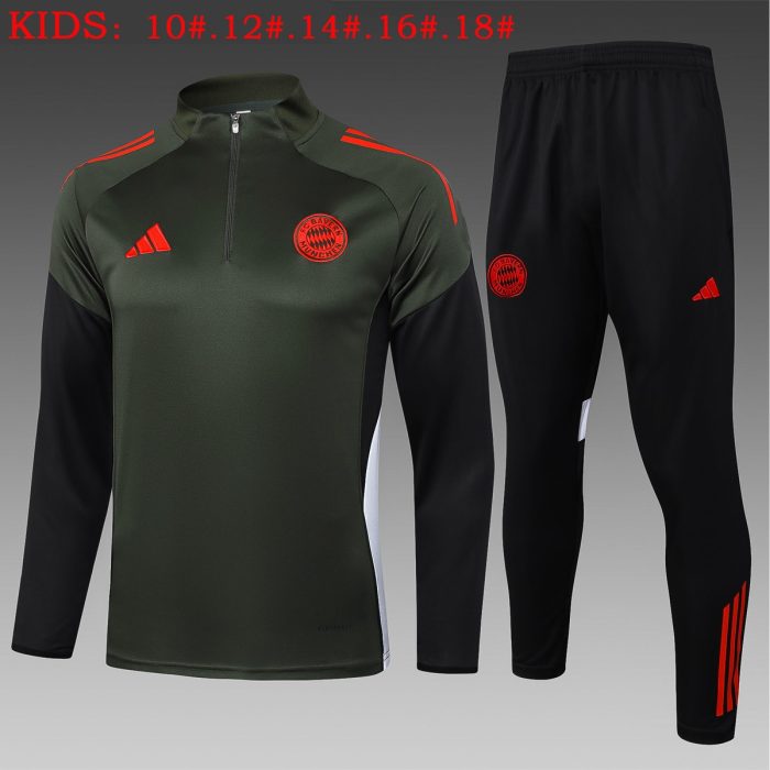 Bayern Munich Kids Half-Zip Jacket Dark Green - 图片 2