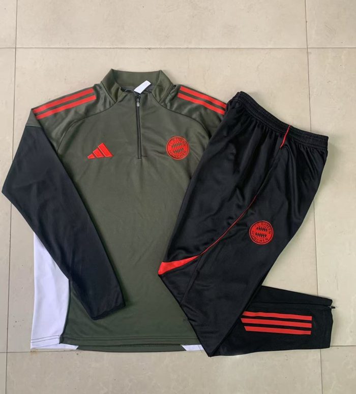 Bayern Munich Kids Half-Zip Jacket Dark Green - 图片 4