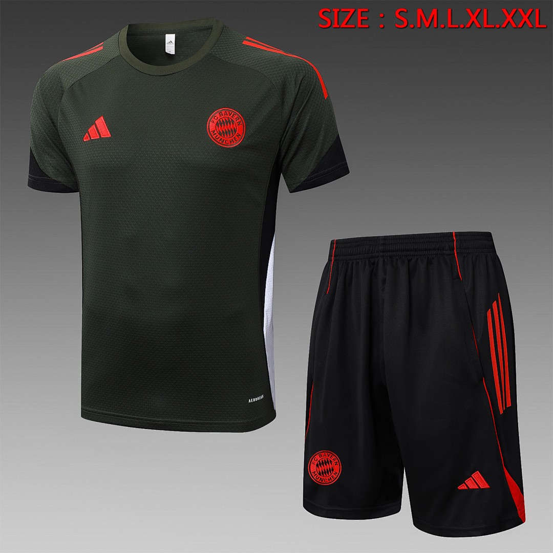 JER-6536_1 Bayern Munich Dark Green Short Sleeve Training Suit - 图片 1