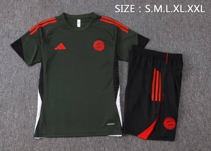 Bayern Munich Dark Green Short Sleeve Training Suit - 图片 2