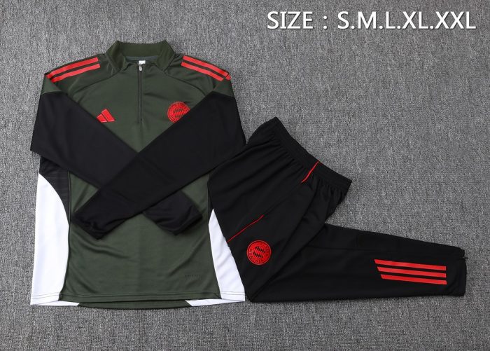 Bayern Munich Half-Zip Jacket Dark Green - 图片 2
