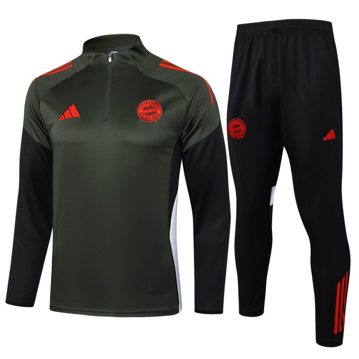 Bayern Munich Half-Zip Jacket Dark Green - 图片 7