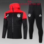 2021 Bayern Munich Black Children's Long Zipper Jacket with Hood - 图片 2