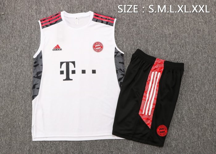 Bayern Munich 22/23 White Vest with Red Trim - 图片 2