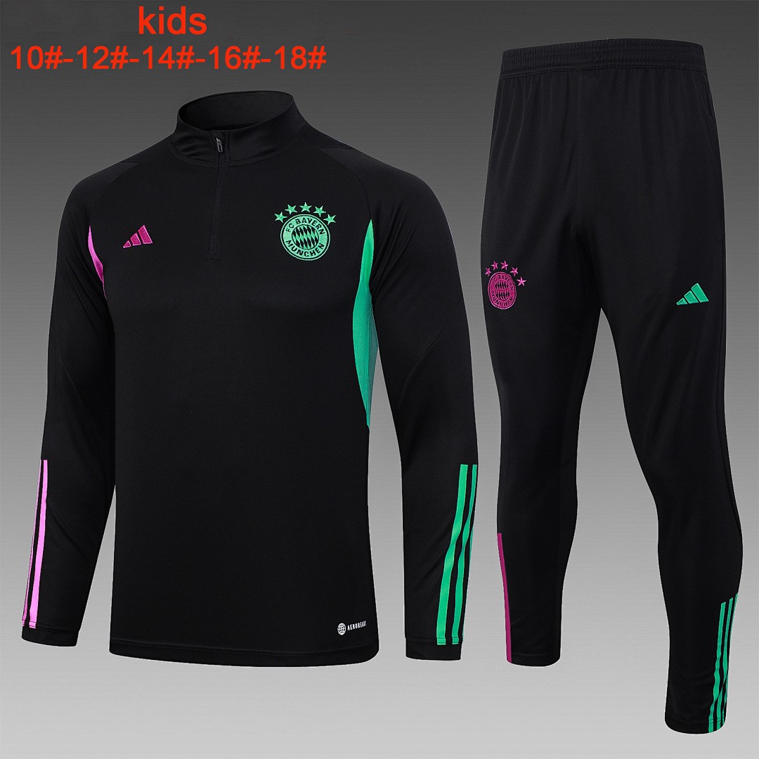 JER-6561_1 Bayern Munich 23-24 Half-Zip Black Kids - 图片 1