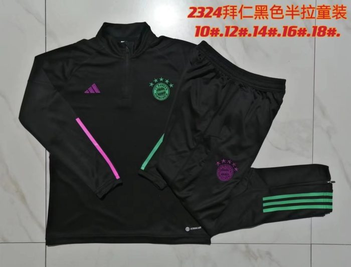 Bayern Munich 23-24 Half-Zip Black Kids - 图片 3