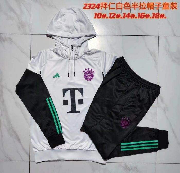 Bayern Munich 23/24 Half-Zip Jacket White Kids - 图片 3
