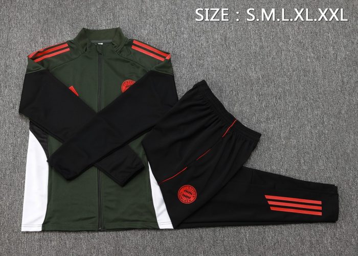 Bayern Munich Long Zipper Jacket Dark Green - 图片 2