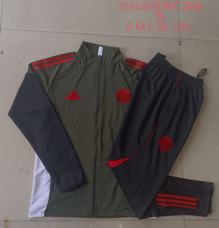 Bayern Munich Long Zipper Jacket Dark Green - 图片 9