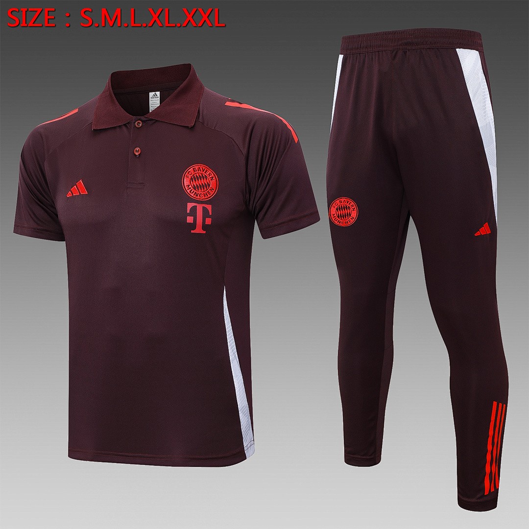 JER-6588_1 Bayern Munich 24-25 Polo Shirt Red Brown - 图片 1