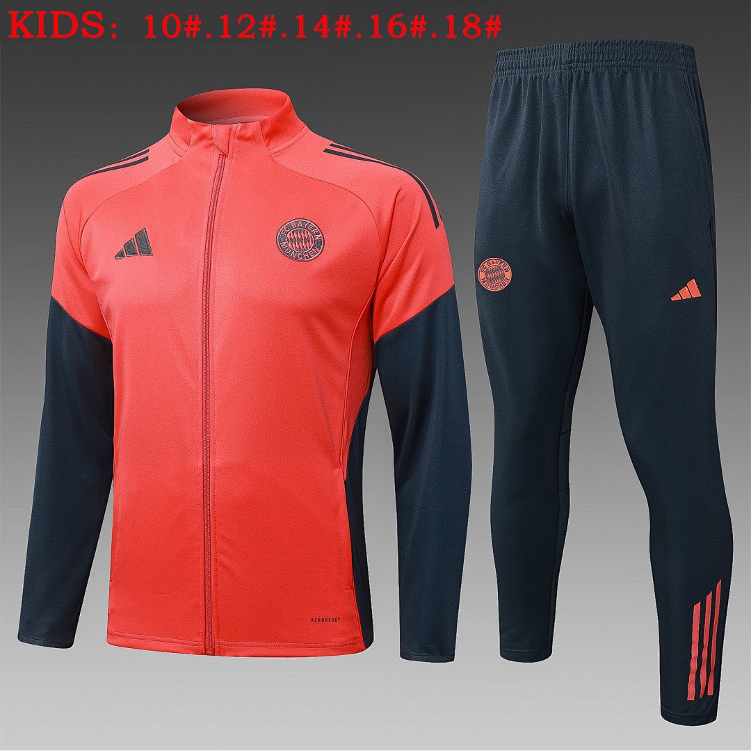 JER-6591_1 Bayern Munich Orange Kids Long Zipper Jacket - 图片 1