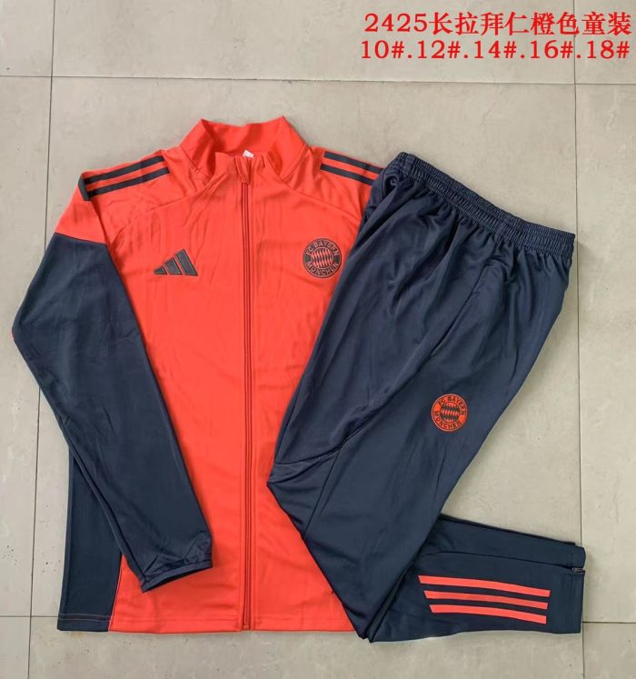Bayern Munich Orange Kids Long Zipper Jacket - 图片 4