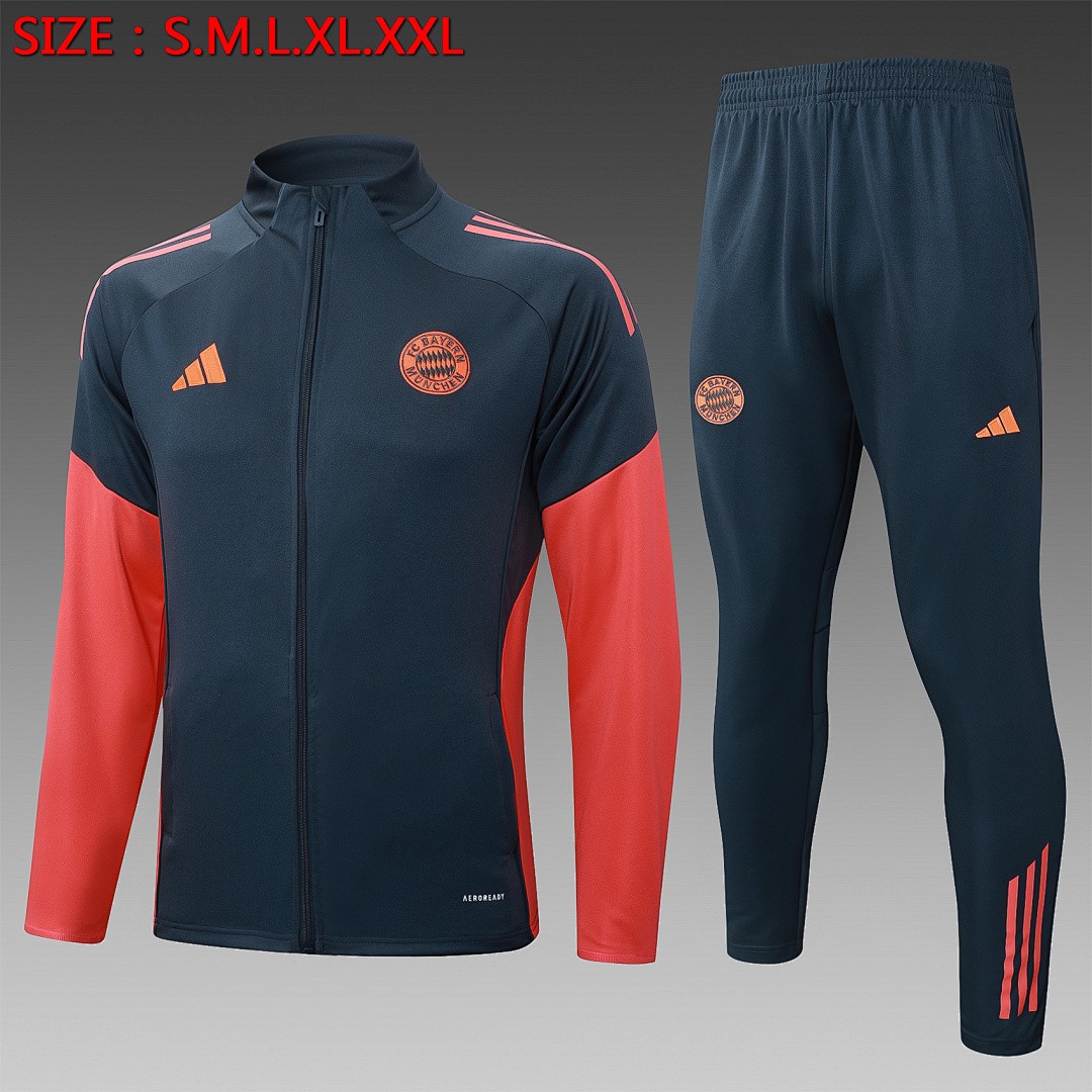 Bayern Munich Long Sleeve Training Suit Dark Gray with Orange Sleeves
