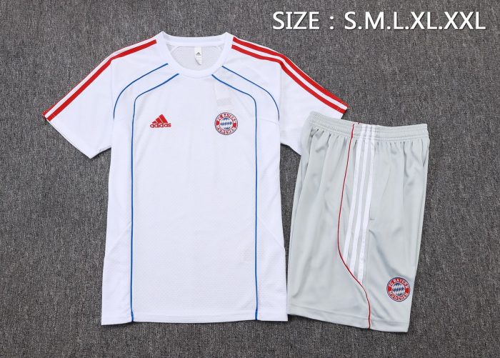 Bayern Munich 2526 Retro Short Sleeve T-Shirt White with Blue Trim - 图片 2