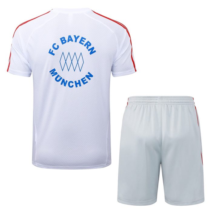 Bayern Munich 2526 Retro Short Sleeve T-Shirt White with Blue Trim - 图片 7