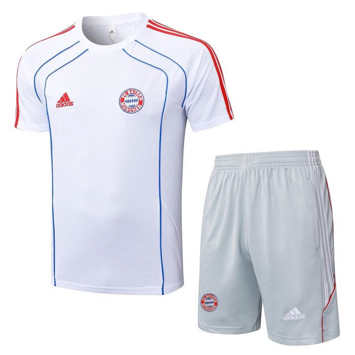 Bayern Munich 2526 Retro Short Sleeve T-Shirt White with Blue Trim - 图片 8