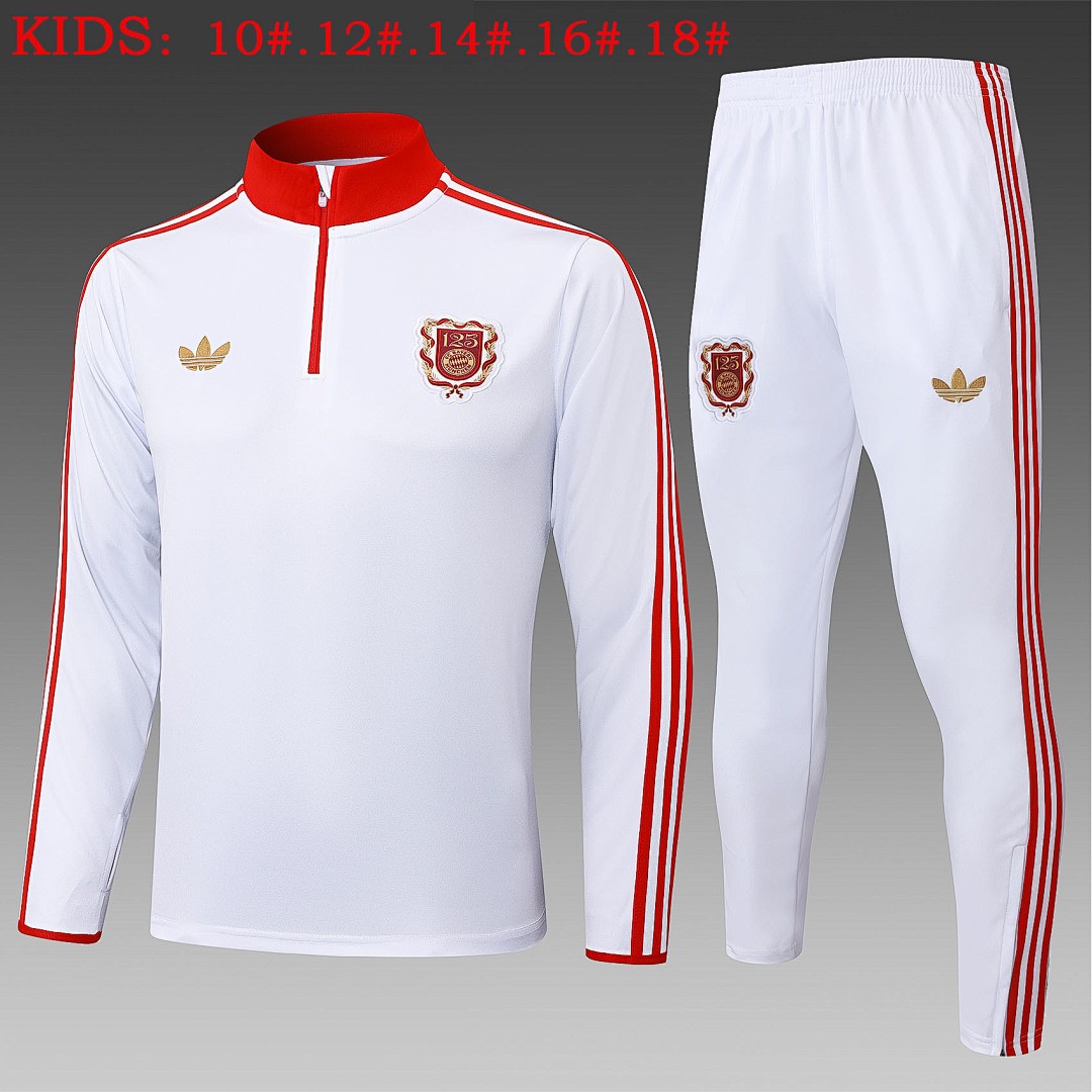 JER-6599_1 Bayern Munich 125th Anniversary Edition White Half-Zip Jacket Kids - 图片 1