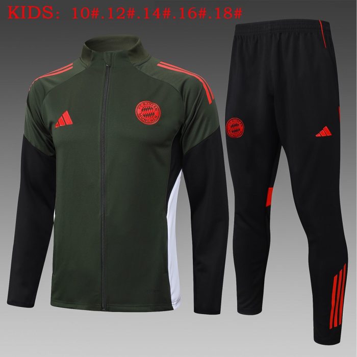 Bayern Munich Kids Long Zipper Jacket Dark Green - 图片 2