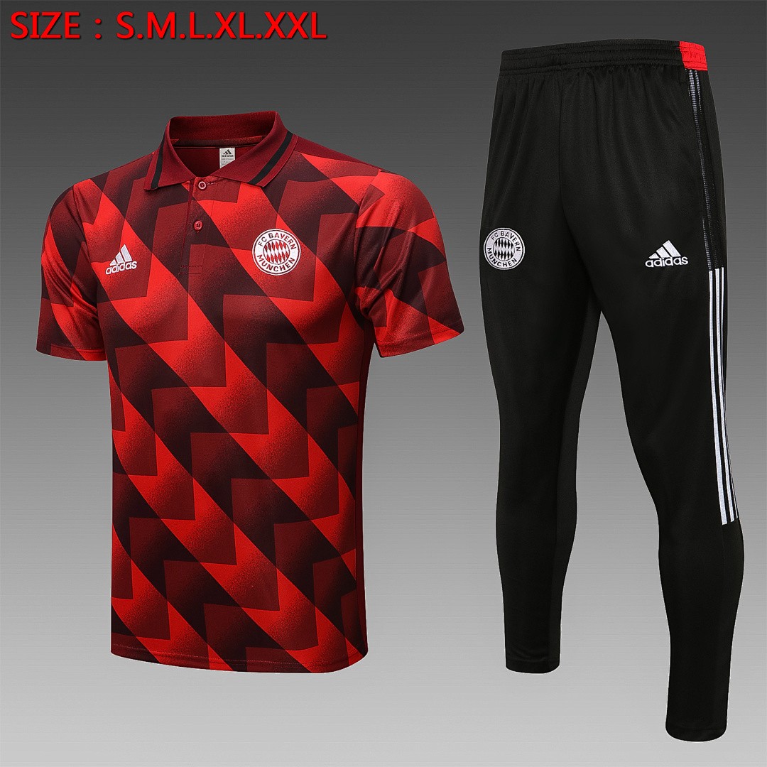 Bayern Munich 22/23 Polo Training Suit Black Red