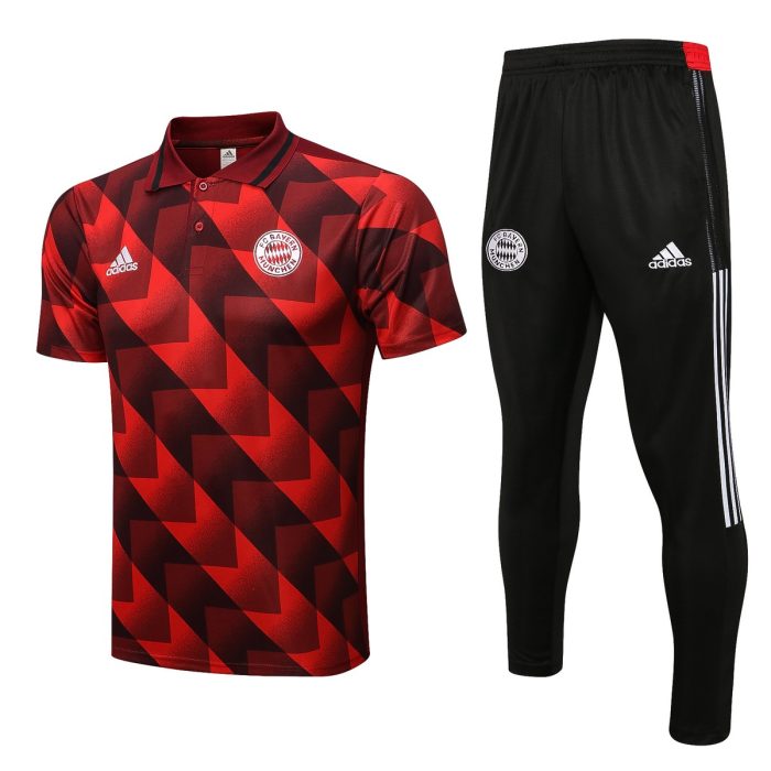 Bayern Munich 22/23 Polo Training Suit Black Red - 图片 8