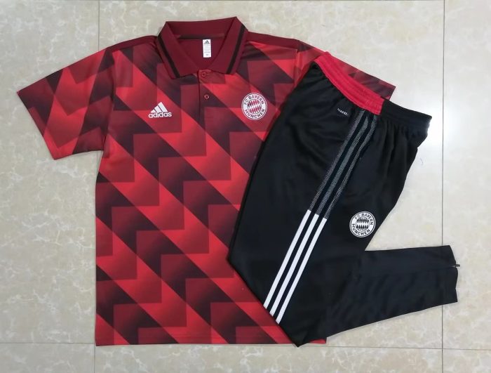 Bayern Munich 22/23 Polo Training Suit Black Red - 图片 9