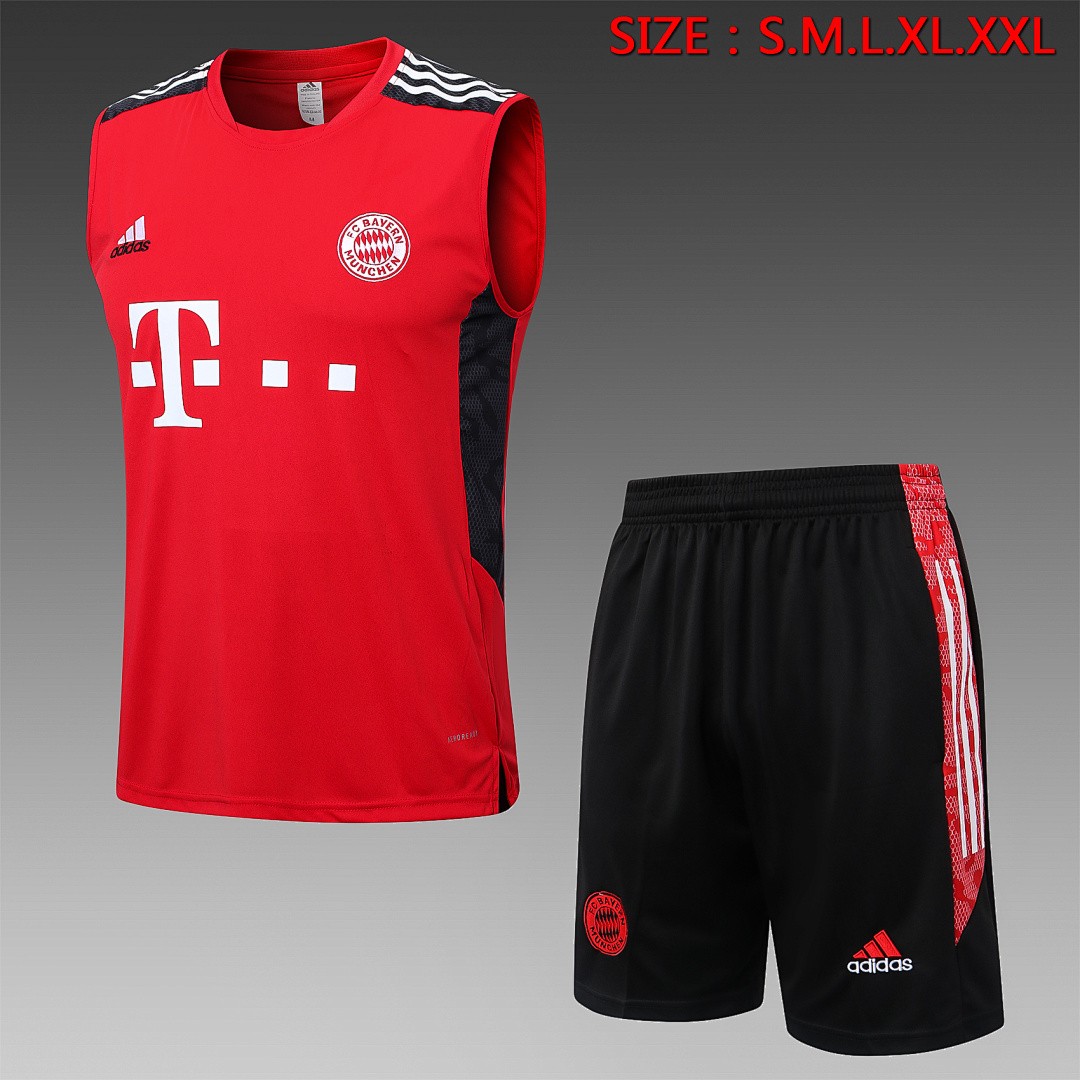 Bayern Munich 22/23 Red Vest with White Trim and 5-Panel Shorts