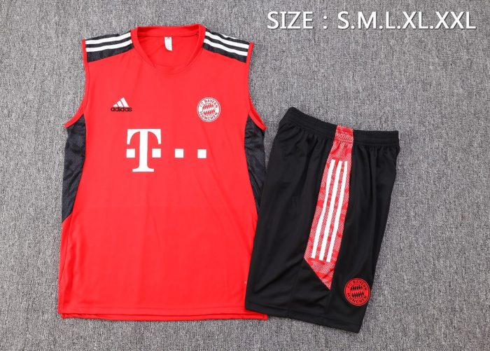 Bayern Munich 22/23 Red Vest with White Trim and 5-Panel Shorts - 图片 2