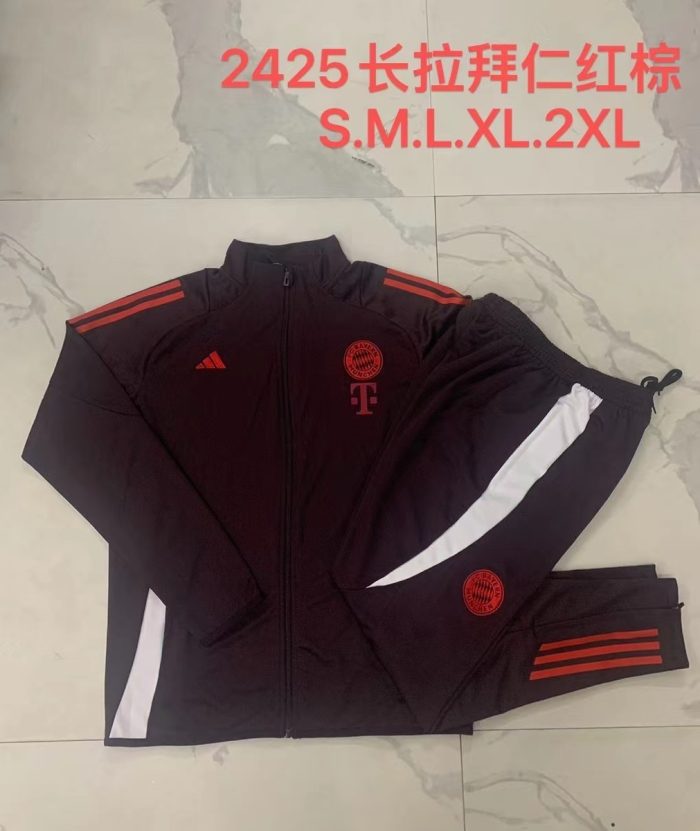 Bayern Munich 24/25 Long Zip Jacket Red Brown - 图片 9