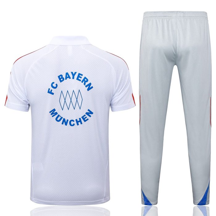Bayern Munich Retro Polo Shirt - White with Blue Trim - 图片 7