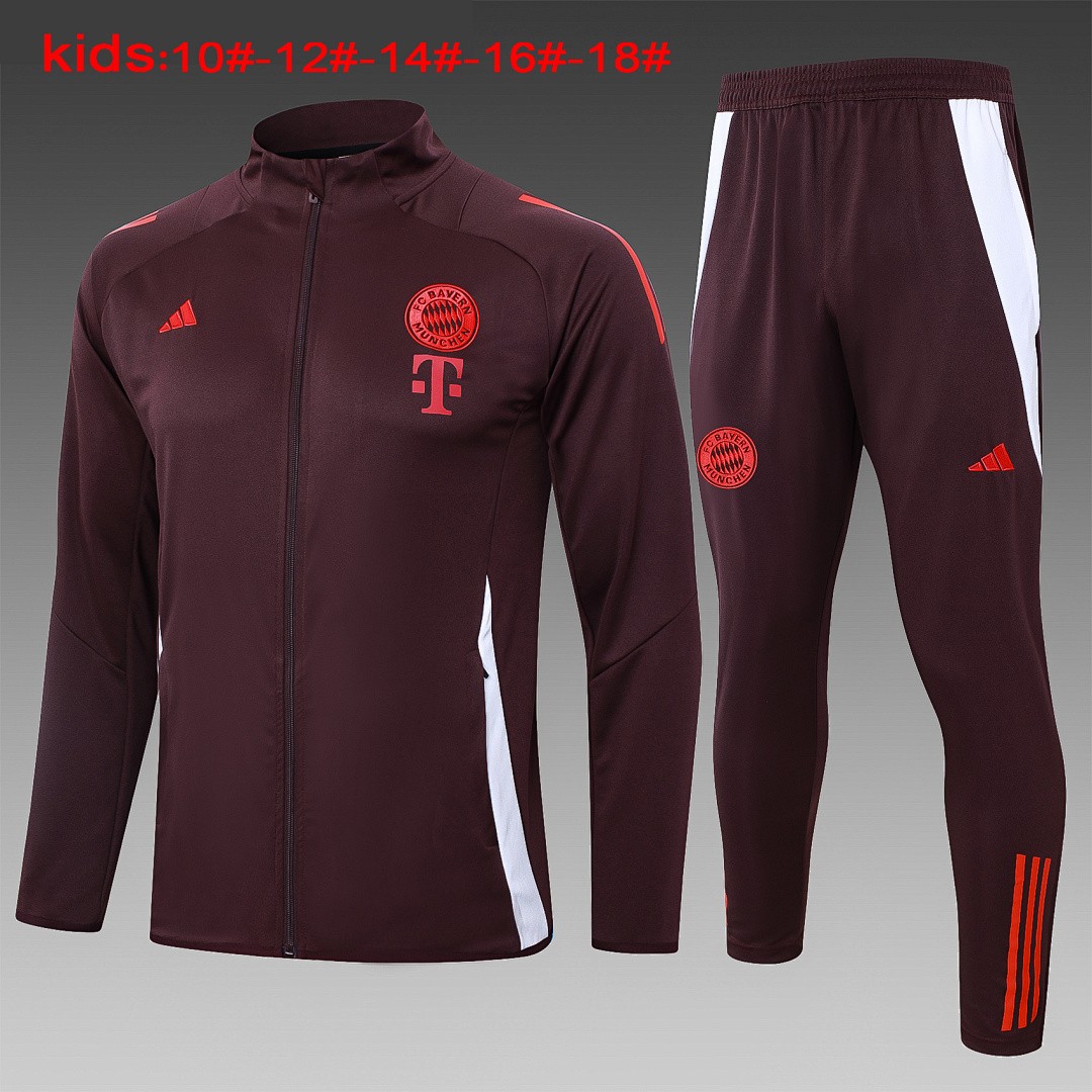 Bayern Munich 24/25 Long Zip Jacket Red Brown Kids