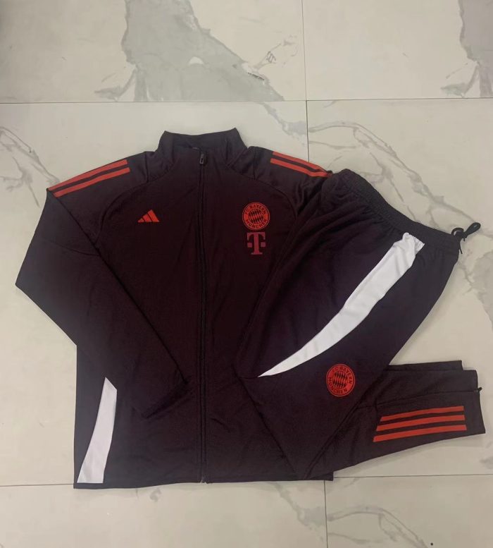 Bayern Munich 24/25 Long Zip Jacket Red Brown Kids - 图片 4