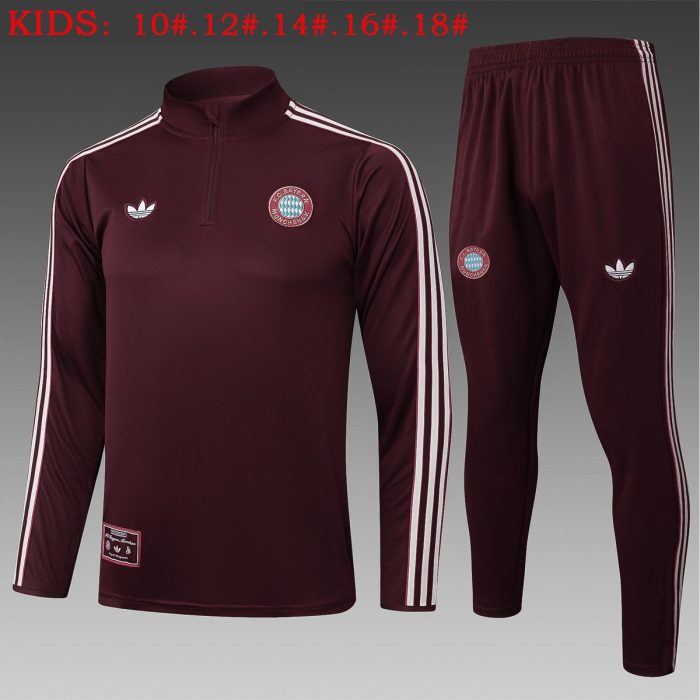 Bayern Munich Kids Retro Half-Zip Jacket Dark Maroon - 图片 2