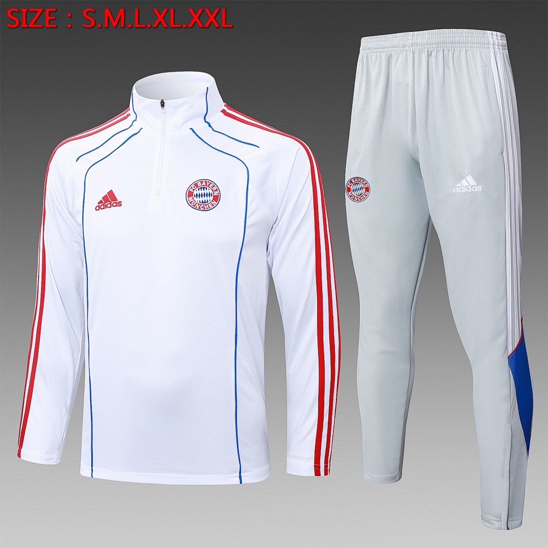 Bayern Munich 25/26 Half-Zip Retro Edition White with Blue Trim