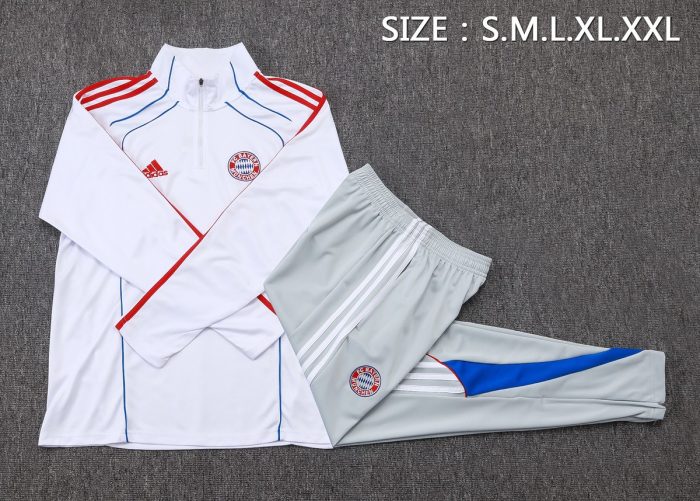 Bayern Munich 25/26 Half-Zip Retro Edition White with Blue Trim - 图片 2