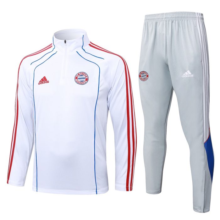 Bayern Munich 25/26 Half-Zip Retro Edition White with Blue Trim - 图片 8