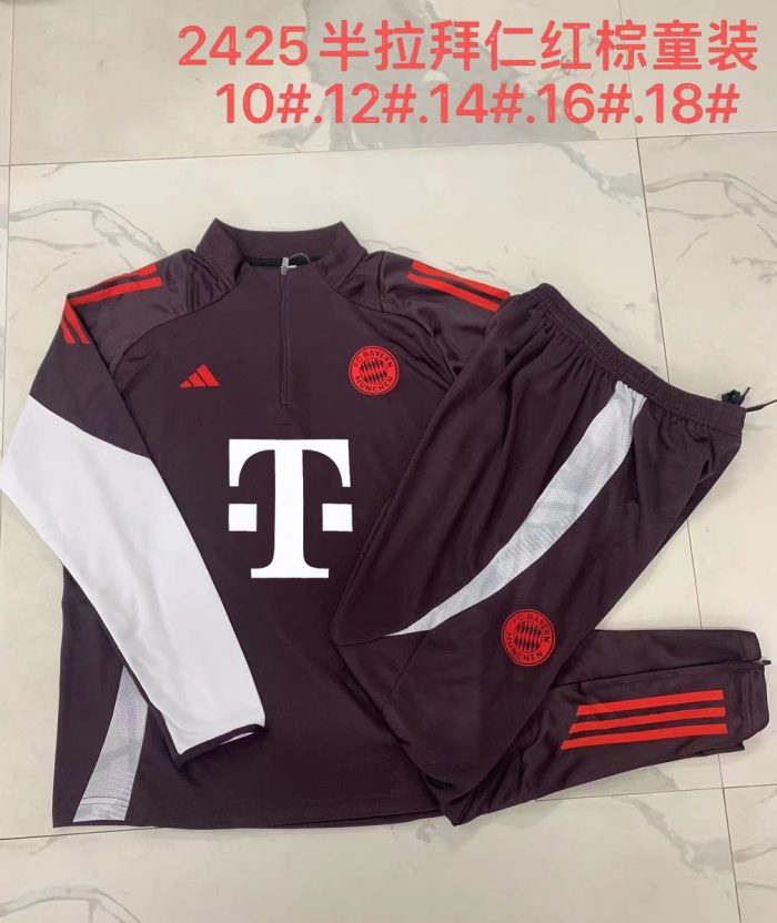 Bayern Munich 24/25 Half-Zip Jacket Red Brown Kids - 图片 3