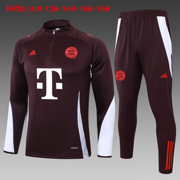 Bayern Munich 24/25 Half-Zip Jacket Red Brown Kids - 图片 4